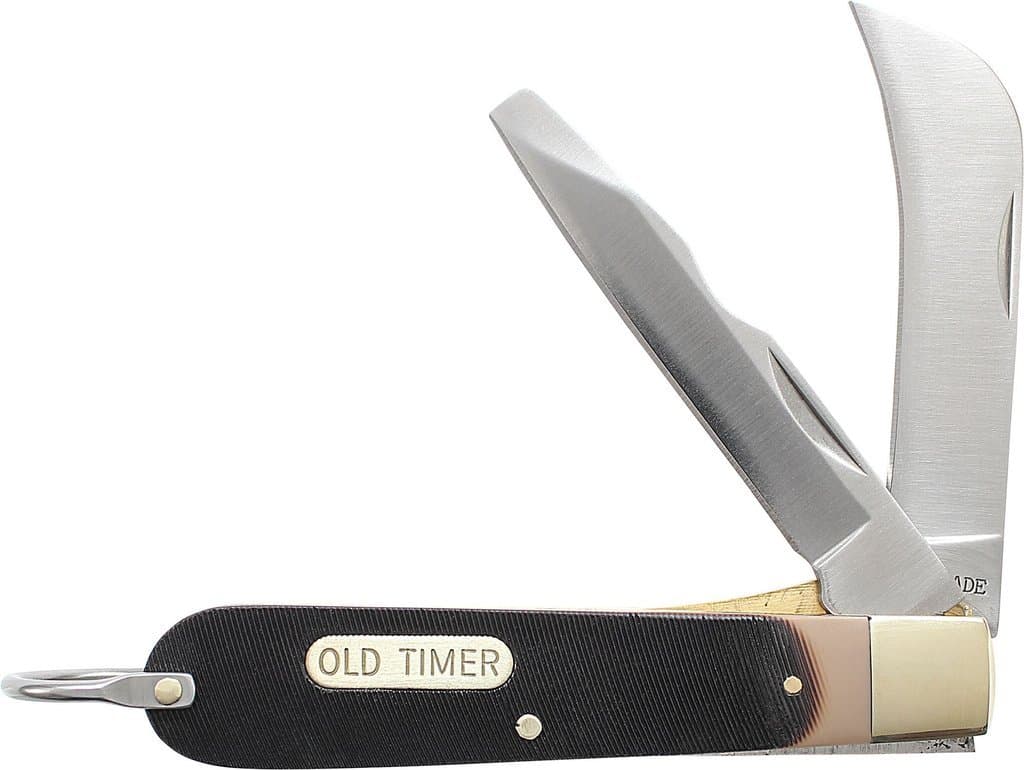 Old Timer 159OT Electricians 6.4in S.S. Traditional Lockblade Folding Knife with 2.7in Hawkbill Blade and Sawcut Handle for Outdoor, Hunting, Camping and EDC