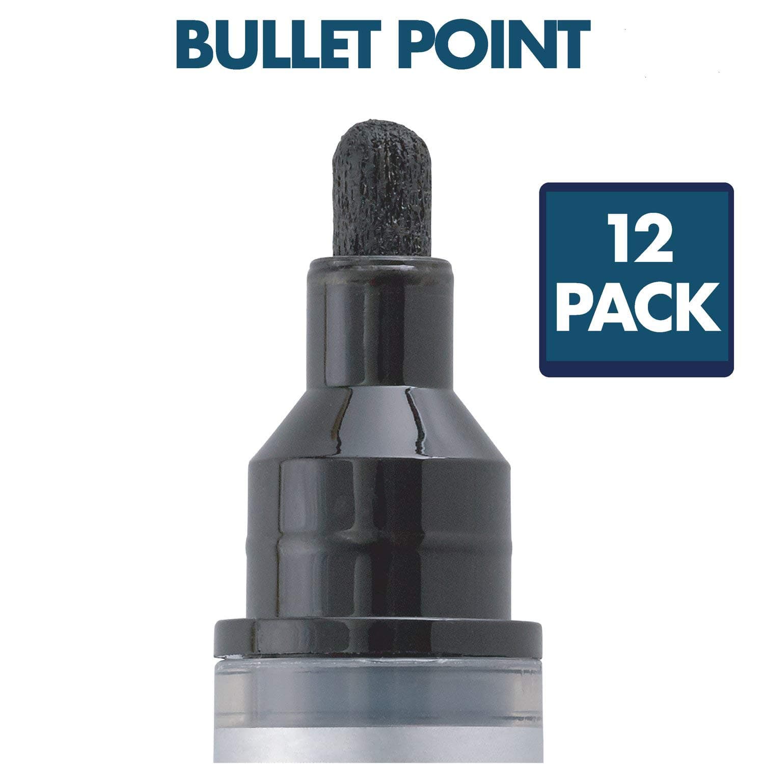 Quartet Glass Board Dry Erase Markers, Bullet Tip, Premium, Black, 12-Pack (79553)