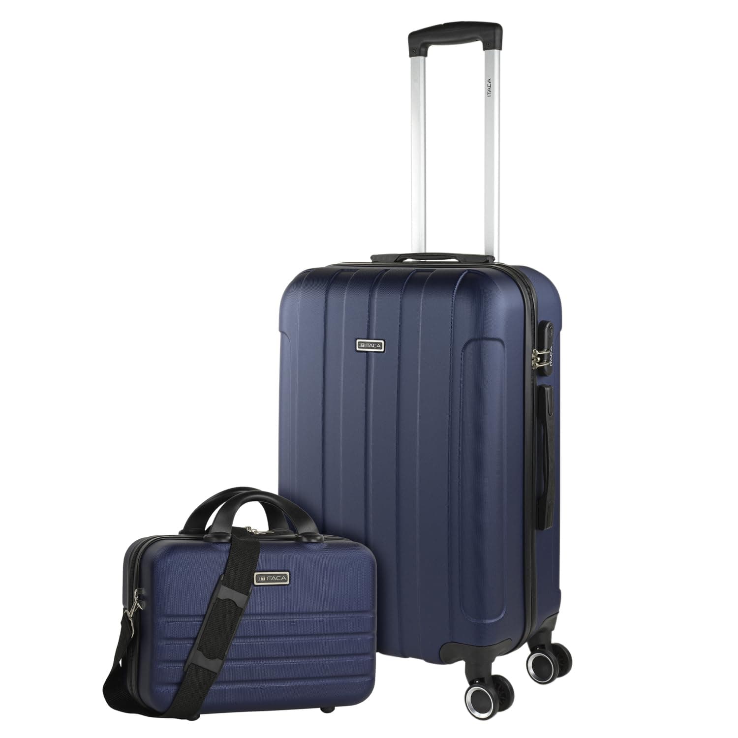 ITACA - Set of Two Rigid Travel Cases 4 Wheels Trolley 55/65 cm ABS. Resistant and Light. Padlock Handles. Small Cab Low Cost Ryanair and Medium. Student. 771115