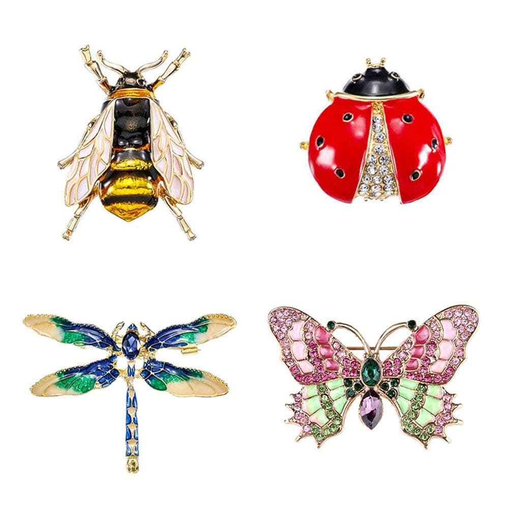 Rhinestones Crystal Brooch Pins Butterfly Bee Ladybug Dragonfly Brooch Pin for Women Clothes Dress Scarf Decoration …