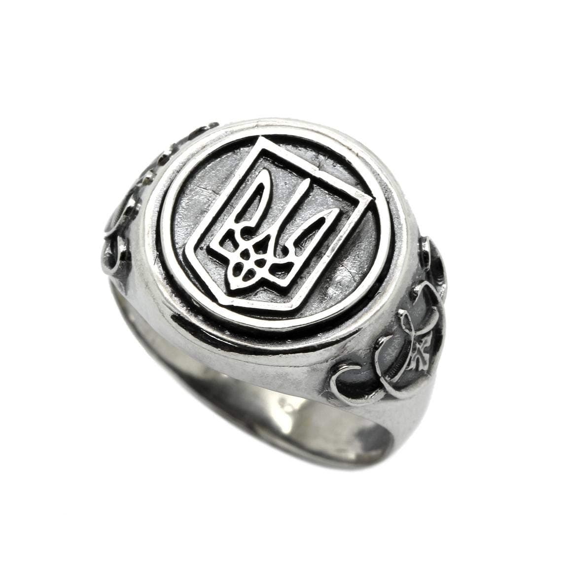 IndigoUkrainian Trident Tryzub Symbol Unisex Ring Silver