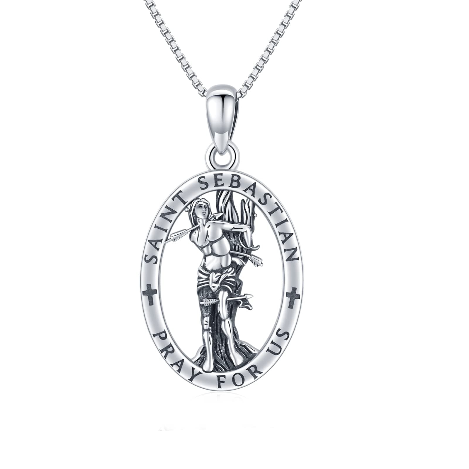 St Michael/St Christoper/St Sebastian/Guadalupe/Guardian Angel/Santa Muerte/Jude/Joseph Pendant Necklace for Men Women 925 Sterling Silver Catholic Religious Protector Amulets Necklaces