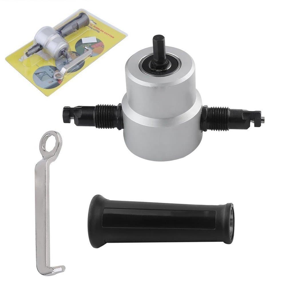 HASTHIP Metal Double Head Sheet Nibbler, Drill Cutter Saw Attachments Power Tool