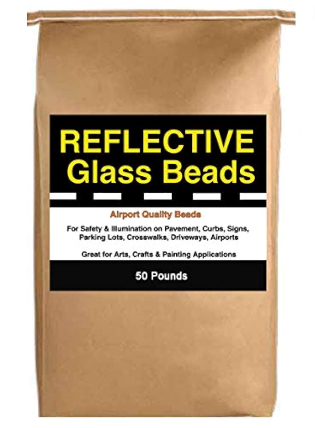 Reflective Glass Beads (50 LB Bag) For Traffic Paint, Road Marking, Curb Paint, Pavement Striping, Parking Lots, Crosswalks, Driveways, Airports, Traffic Signs, Painting, Arts & Crafts (50 Lb Bag)
