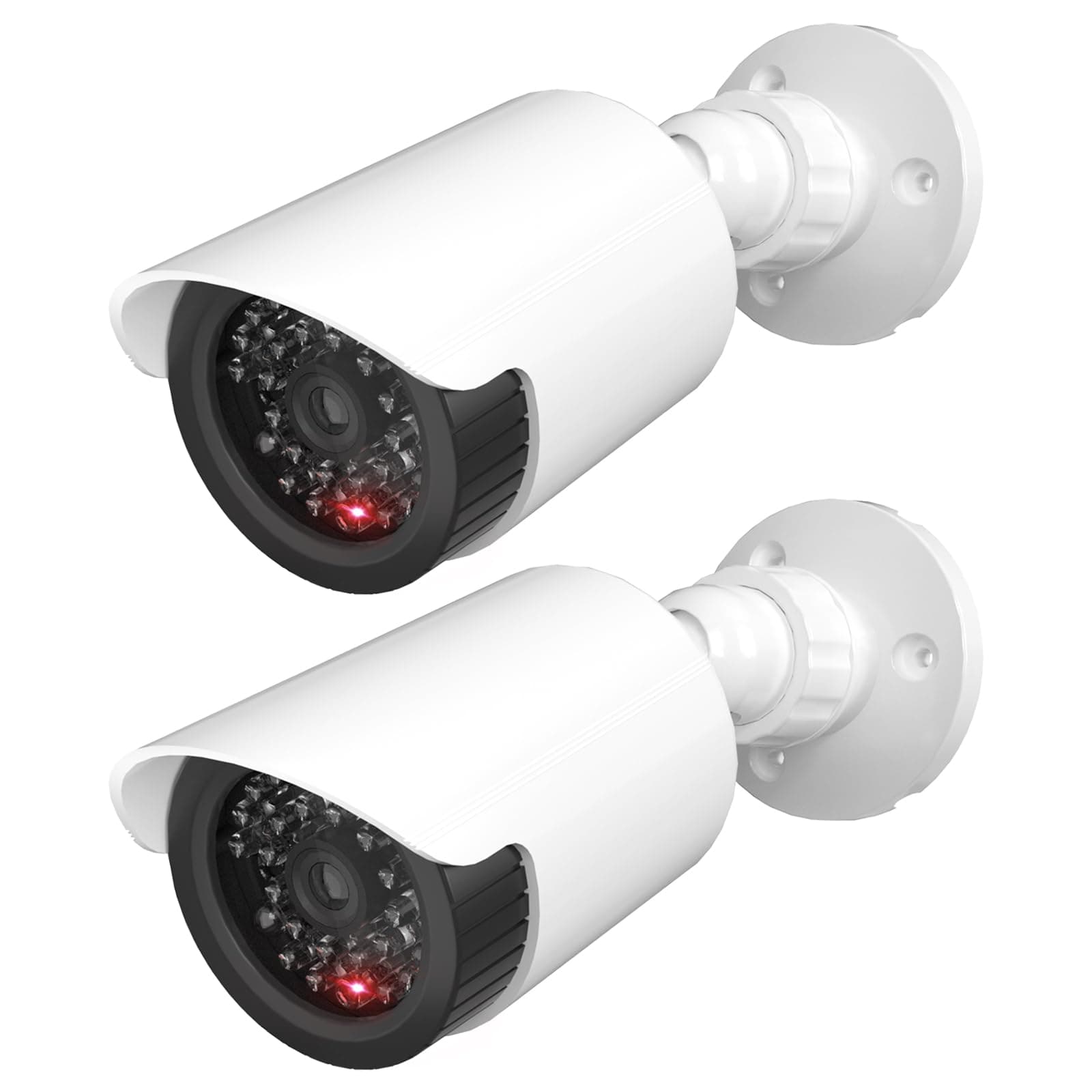 WALI Dummy Fake Camera, Surveillance Security CCTV Dome Camera, Indoor Outdoor Cameras, with One LED Light, Security Alert Sticker Decals (TC-W2), 2 Packs, White