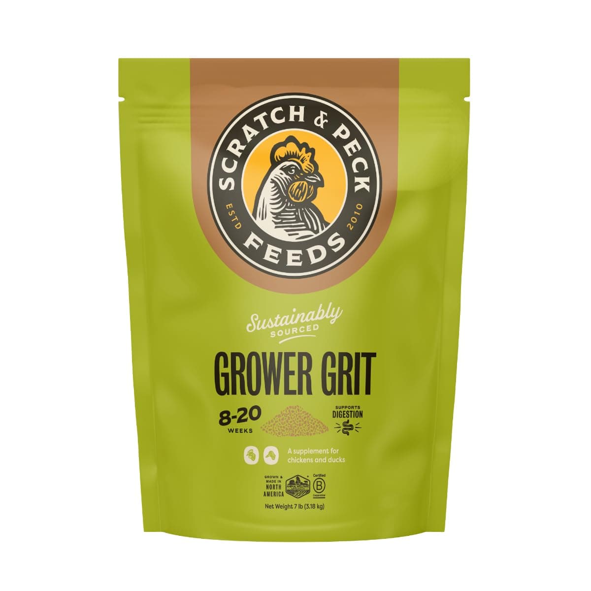 Scratch and Peck Grower Grit Supplement for Chickens and Ducks - 7 lbs Bag - Essential Supplement for Gizzard and Digestive Health - Sustainably Sourced