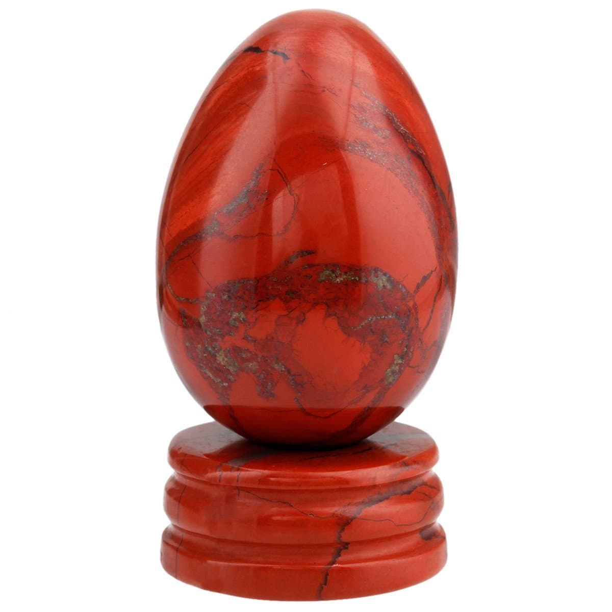 Red Jasper Crystal Egg with Stand,Carved Stone for Crystals Healing Reiki Decoration