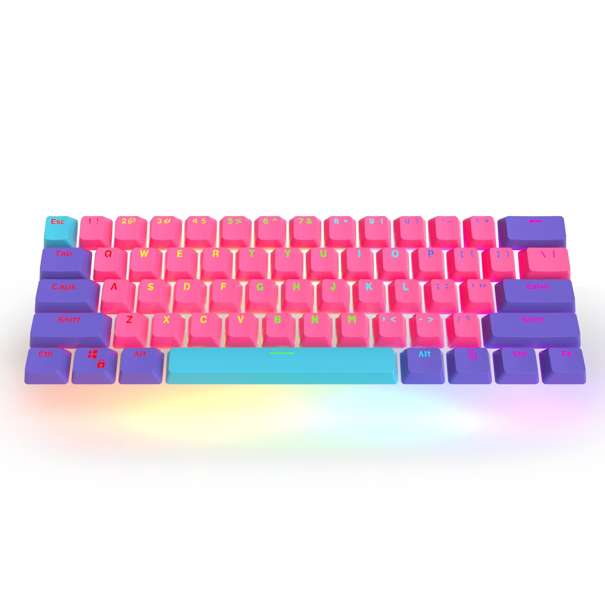 Fogruaden HYSSP Custom Keycaps - Cute Keycaps 60 Percent, Suitable for GK61//RK61/GH60/Ducky One 2 Mini Mechanical Keyboards, 61 Key Set, OEM Profile PBT Keycaps(Only Keycaps)