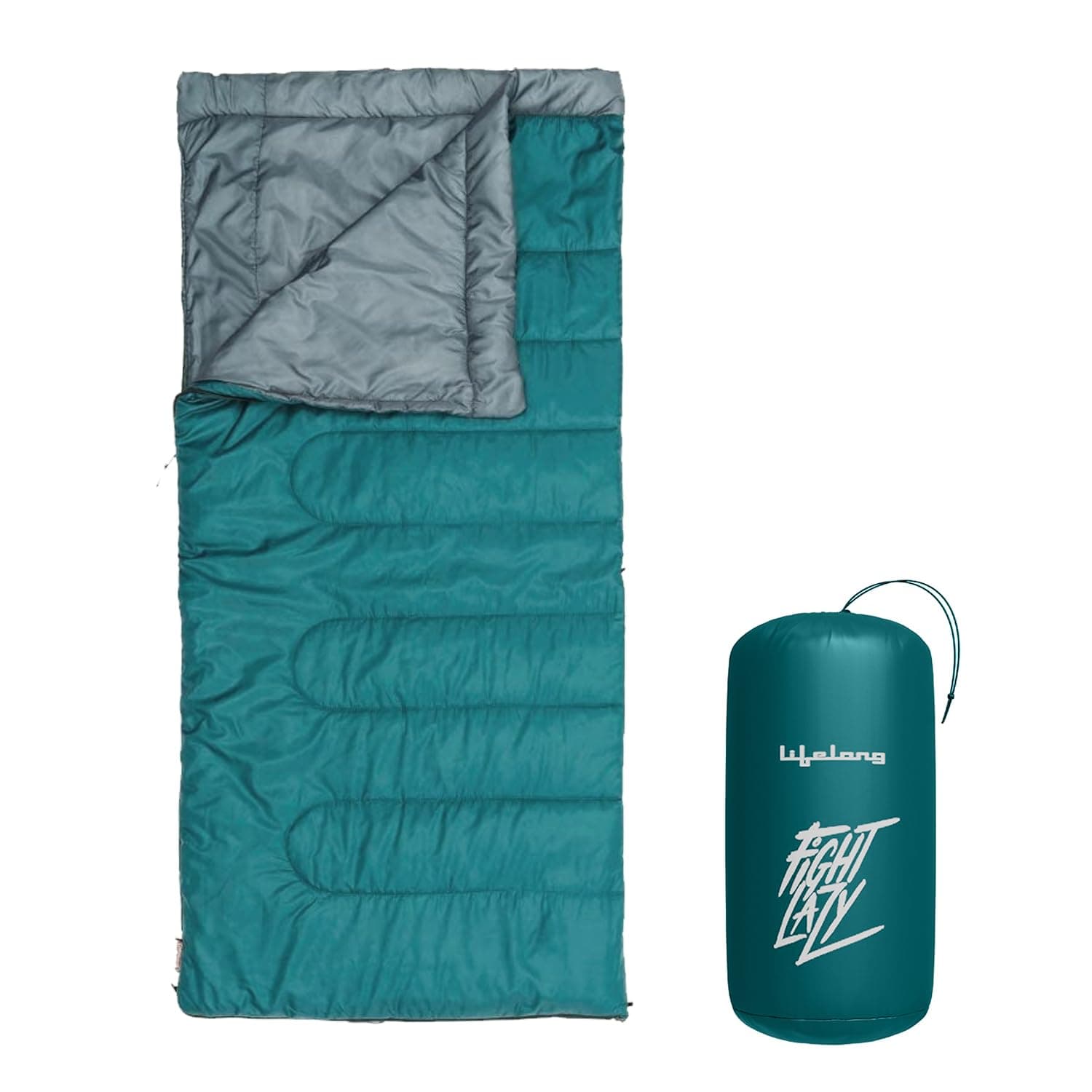 - Lifelong Sleeping Bag for Adults | Winter Sleeping Bags Certified for Temperatures +10°C | Rectangular Shape Foldable Sleeping Bag Height | Travel Accessory for Camping, Hiking, Trekking (Turquoise)