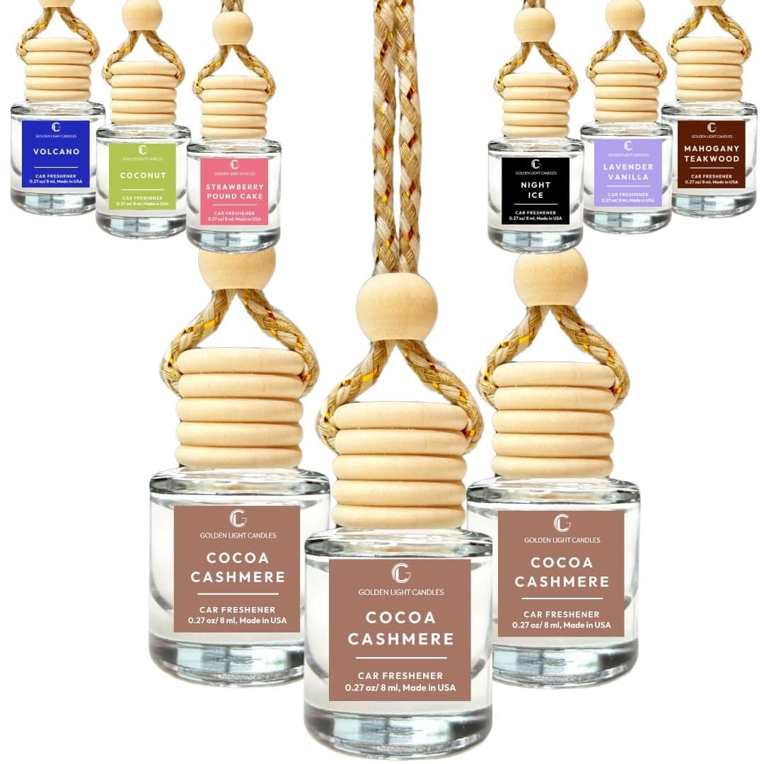 Car Air Freshener Hanging, Long Lasting Essential Oil Diffuser Cocoa Cashmere Scent, Car Air Freshener For Women, Made in USA