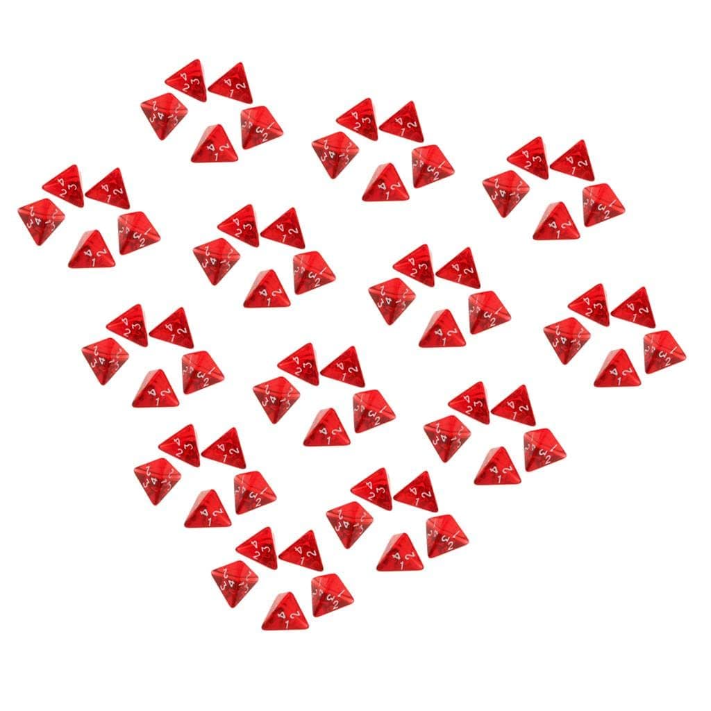LoveinDIY Red Acrylic Polyhedral D&D , 4 Sided D4 RPG Role Playing Game s, 65 Pcs