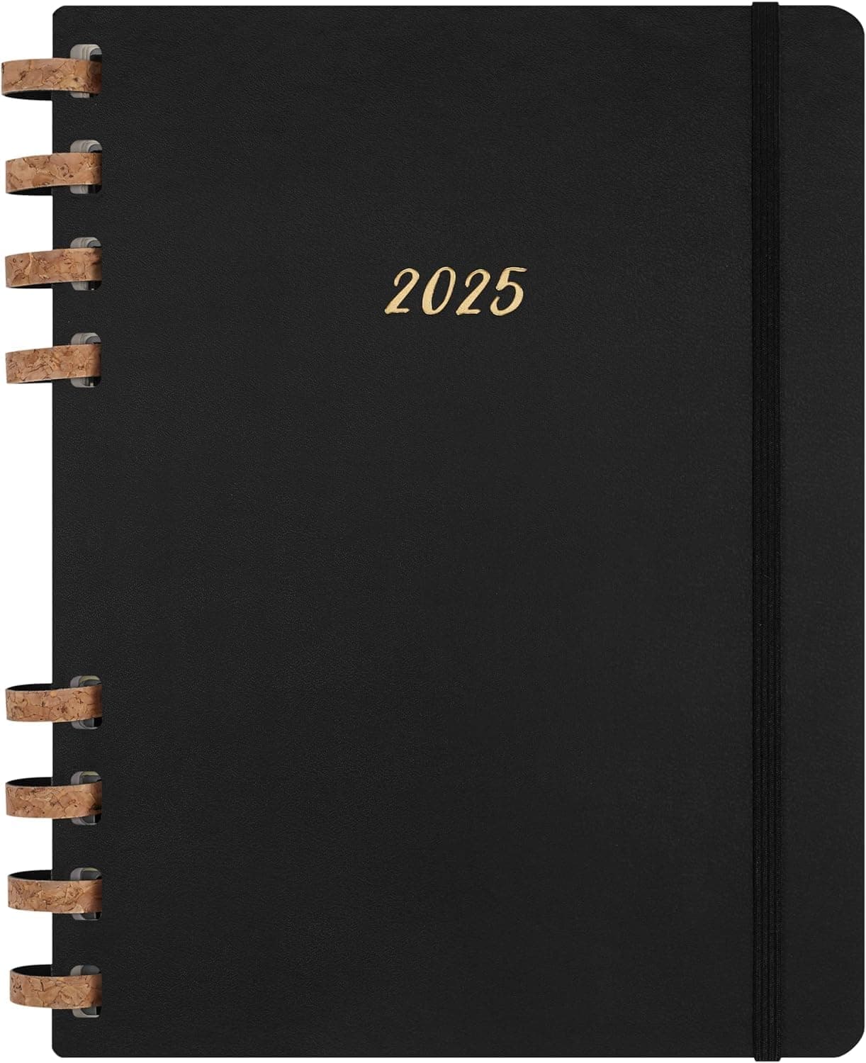 Spiral 12 Month 2025 Solar Year Planner, Hard Cover, XL (7.5" x 9.75"), Black, 200 pages