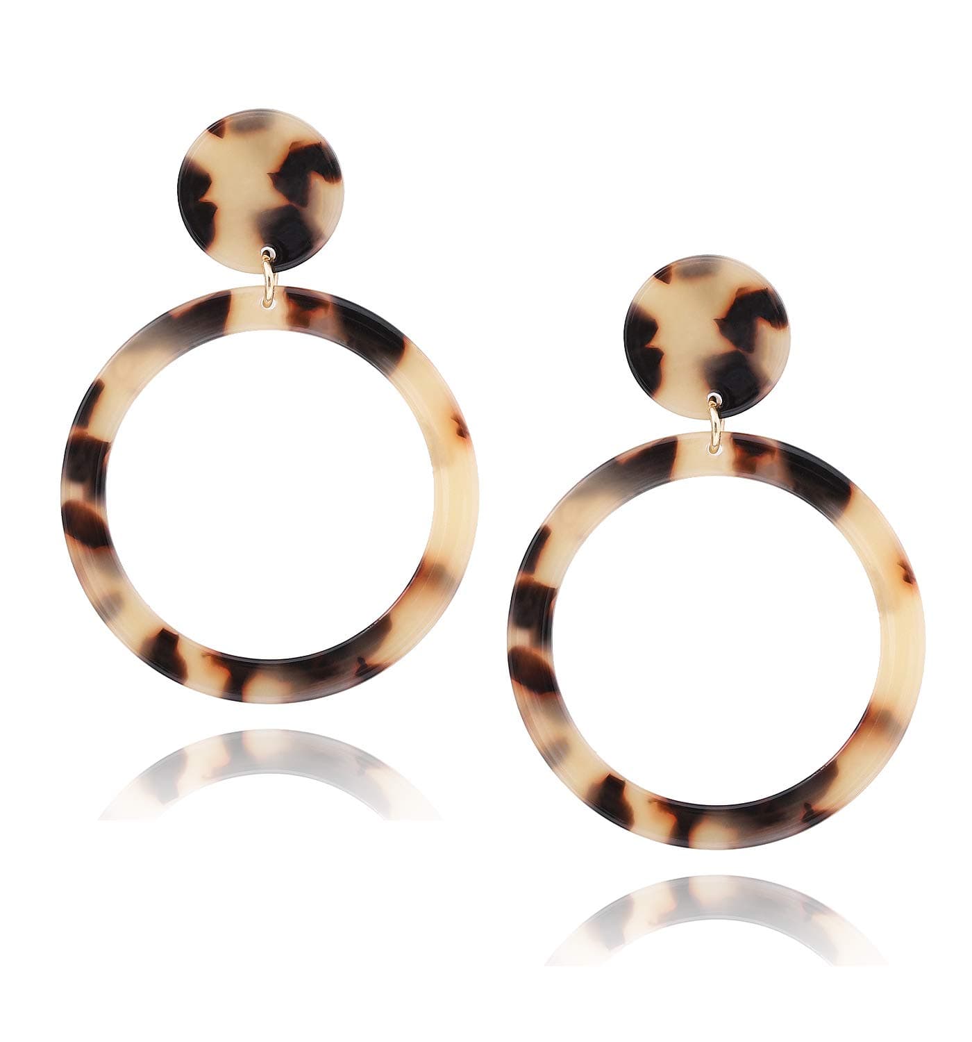 Acrylic for Women Geometry Circle Resin Drop Dangle Earrings Bohemia Tortoise Shell Hoop Earrings Mottled Statement Stud Earrings Fashion Jewelry