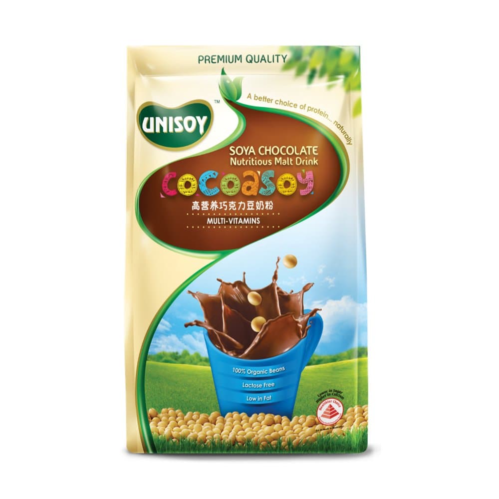 Unisoy Dairy/Lactose Free Instant Hot Chocolate Soy Malt Breakfast Drink from 100% Organic Non-GMO Soybeans - Chocolate Soy Malt, Bag of 15 (1.06 oz each), Total 15.8 oz