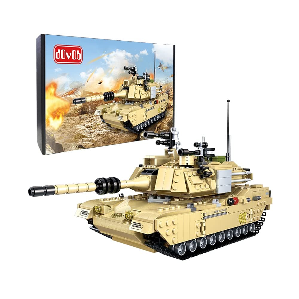 dOvOb Army Tank Building Block(1080 PCS),WW2 Military M1A2 Abrams Tank Model with Soldier Figures,Toys Gifts for Kid and Adult