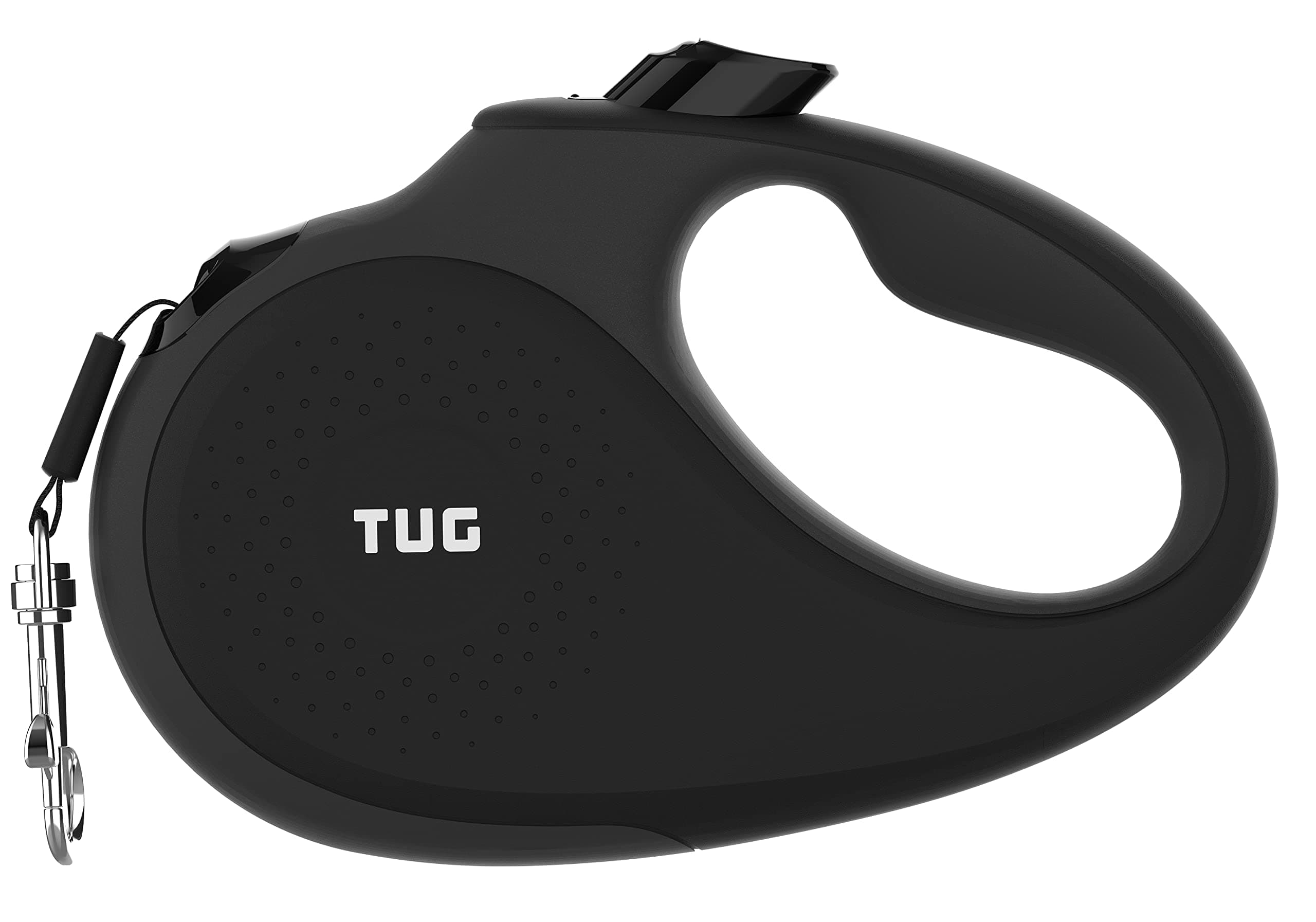 TUG 360° Tangle-Free Retractable Dog Lead for Up to 25 kg Dogs | 5 m Strong Nylon Tape/Ribbon (Medium, Black)