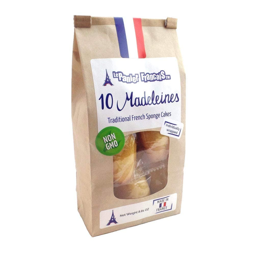 Madeleines Cookies Traditional French Sponge Cakes - Individually Wrapped Bag of 10 Madeleine Cookies - Imported from France by Le Panier Francais 250gr (8.81oz)