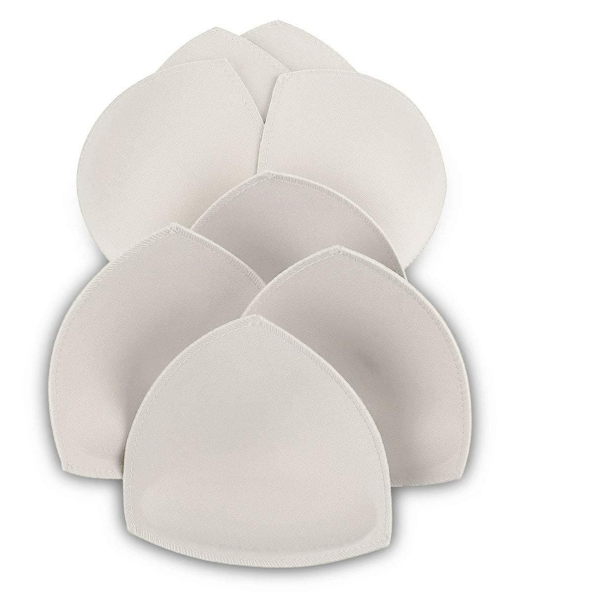 SERMICLED Club SERMICLE Bra Pad Inserts 4 Pairs, Bra Pads Sewn Padded for Sports Bra A/B or C/D,D/E Cup Beige or Black, White Optional, White, A/B