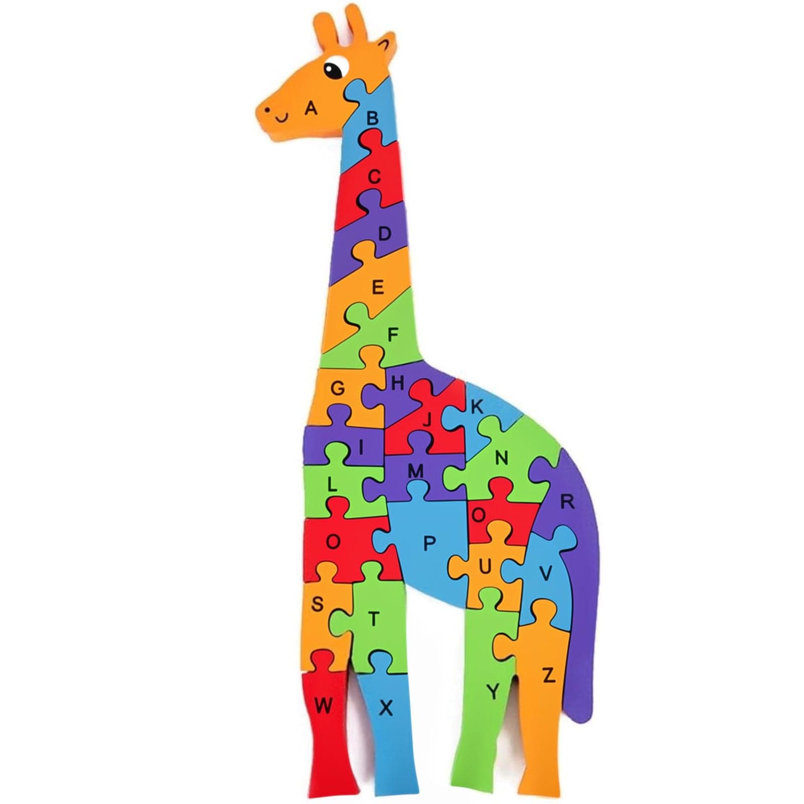 LovesTown Wooden Alphabet Puzzle Kids Learning Toys Giraffe Montessori ABC Educational Letters and Numbers Jigsaw Puzzle for Toddlers