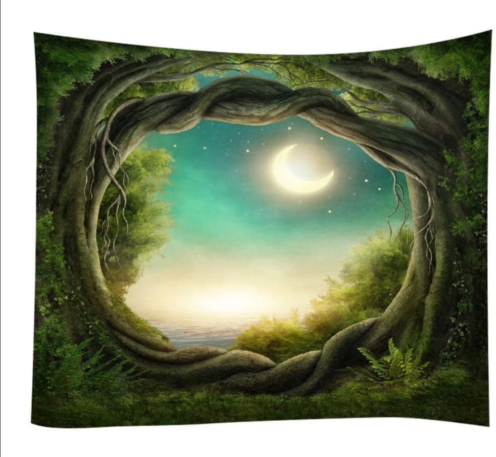 Amknn Forest Tapestry Fantasy Psychedelic Tapestry Fairy Forest Tree Wall Hanging Art Décor Bedroom Living Room (Forest Tapestry style 1, 150x130cm)