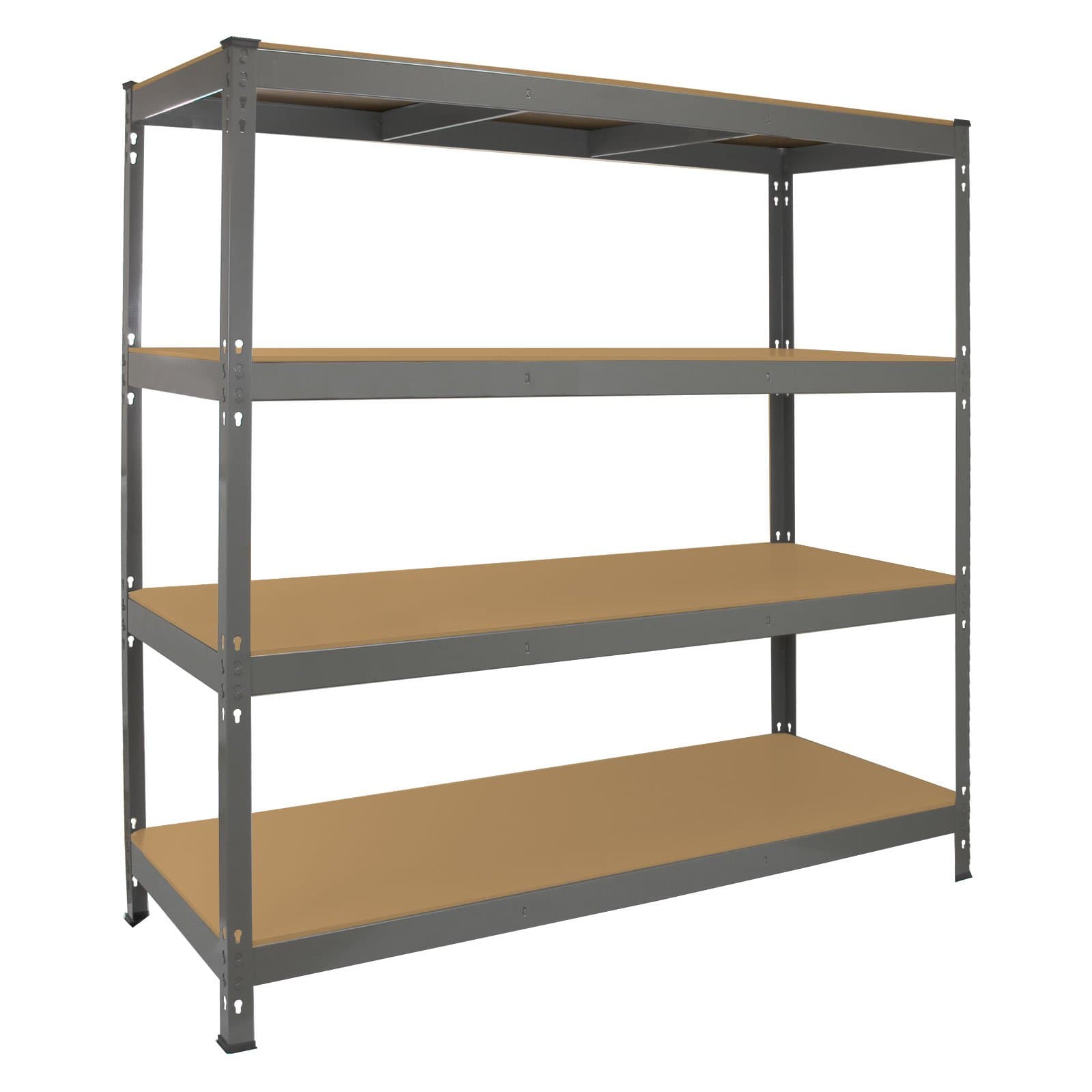 Monster RackingQ-Rax Garage Warehouse Utility Racking Heavy Duty Shelving Unit Bay 4 Tier Storage, 360kg Per Shelf, 160cm x 60cm x 160cm, Steel & MDF, Powder Coated Grey
