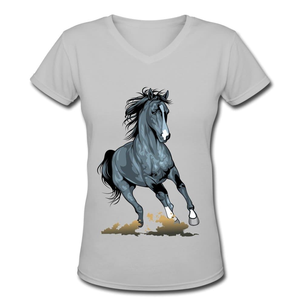 DONGCAN Women's Running Horses V-Neck T-shirts
