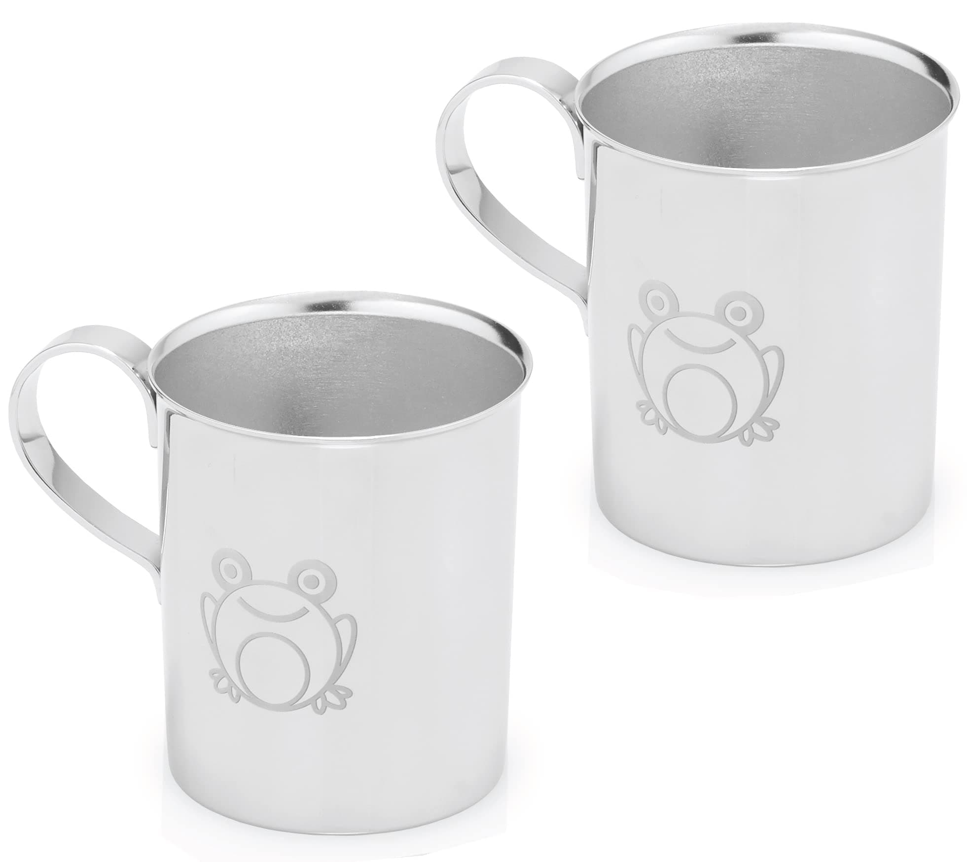 Children's Stainless Steel Cups with Handles | Adorable Frog Design | Premium 304 (18/8) | Set of 2 | Perfect for Babies, Toddlers & Kids