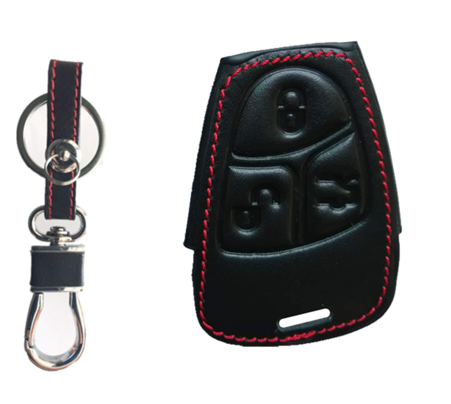 KAWIHEN Smart Remote Keyless Entry Key Fob Leather Cover For Mercedes-Benz C230 C240 C280 C350 C43 C55 AMG CL500 CL600 CLK320 CLK430 CLK500 E320 E350 E430 E500 G500 G55 AMG ML320 ML350 IYZ3312(4 Btn)