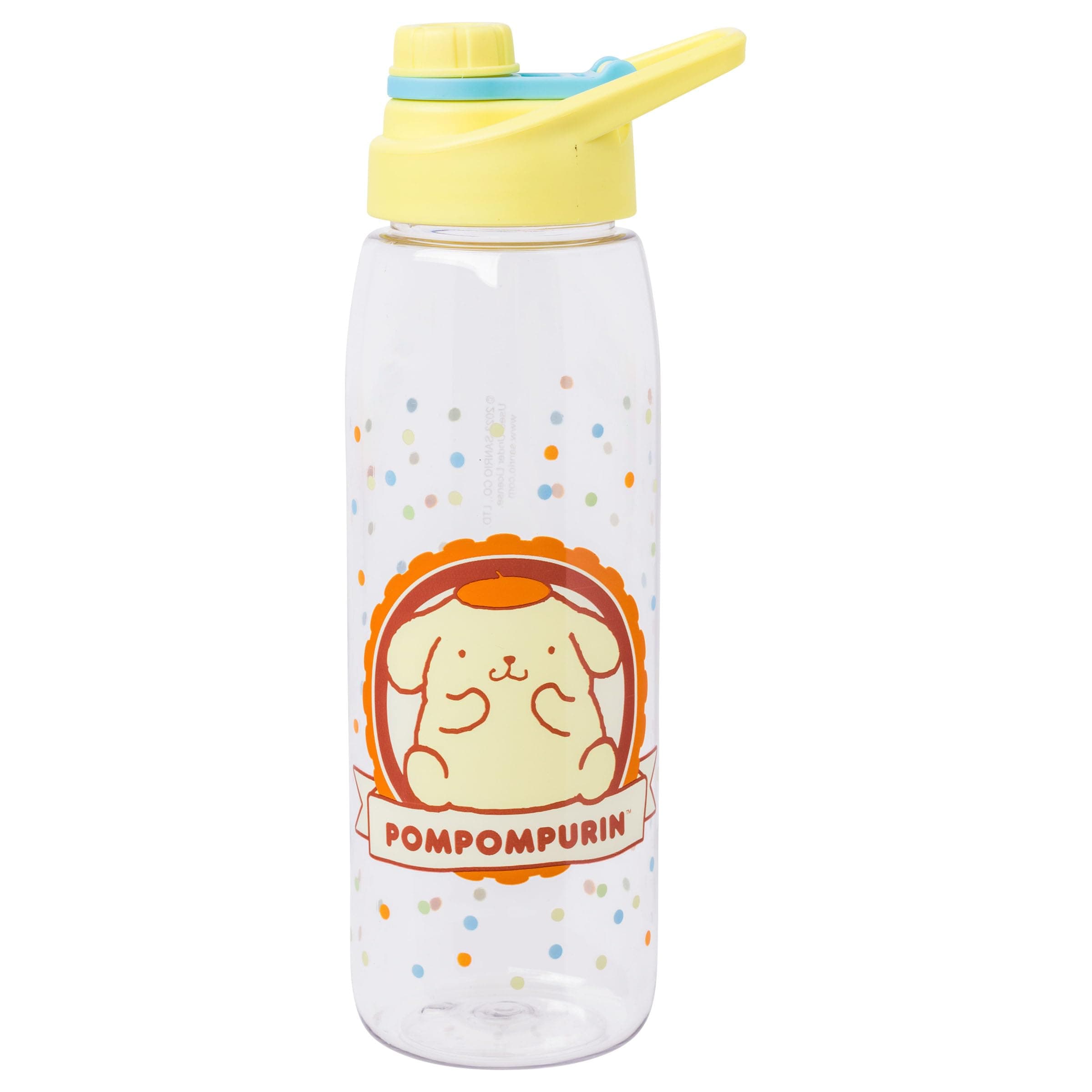 Sanrio Hello Kitty and Friends Pompompurin Dots Water Bottle with Screw-On Lid, 28 Ounces