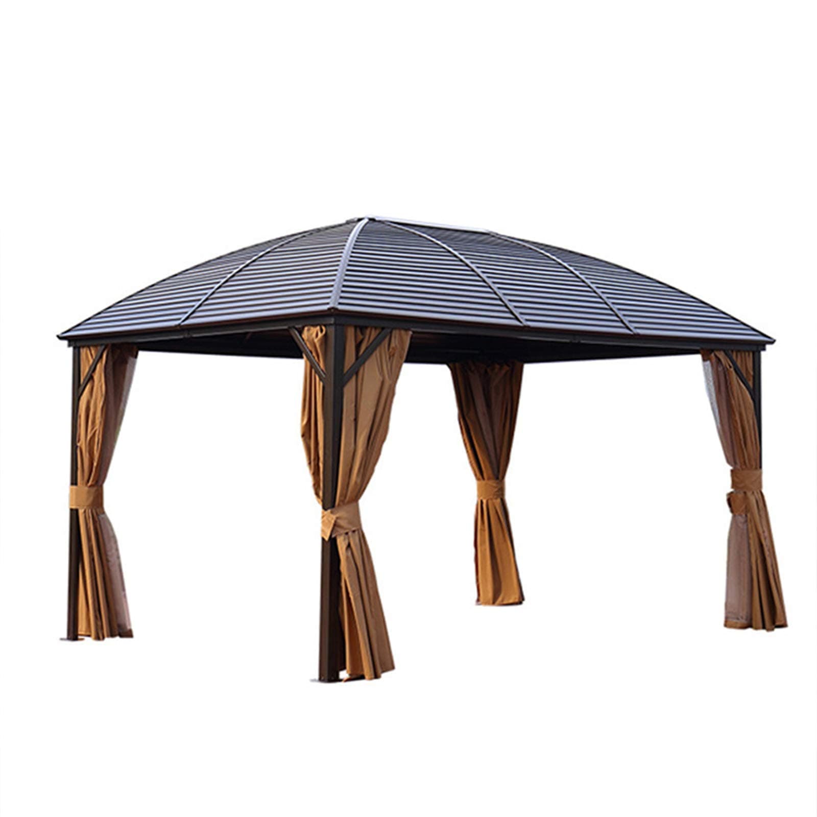 3 X 4M Hardtop Gazebo, Aluminium Patio Metal Roof Canopy Party Tent Garden Outdoor Shelter with Mesh Curtains & Side Walls