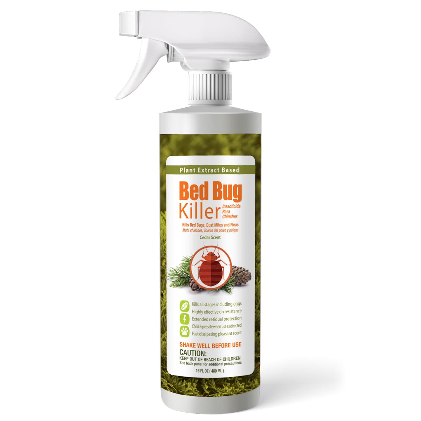EcoVenger Bed Bug Killer Spray (480ml), Quickly Kills Bed Bugs, Nymphs, Eggs, Dust Mites, Lice & Resistant Bugs, 2 Weeks Extended Residual, Plant Based Non-Toxic, Safe for Children & Pets