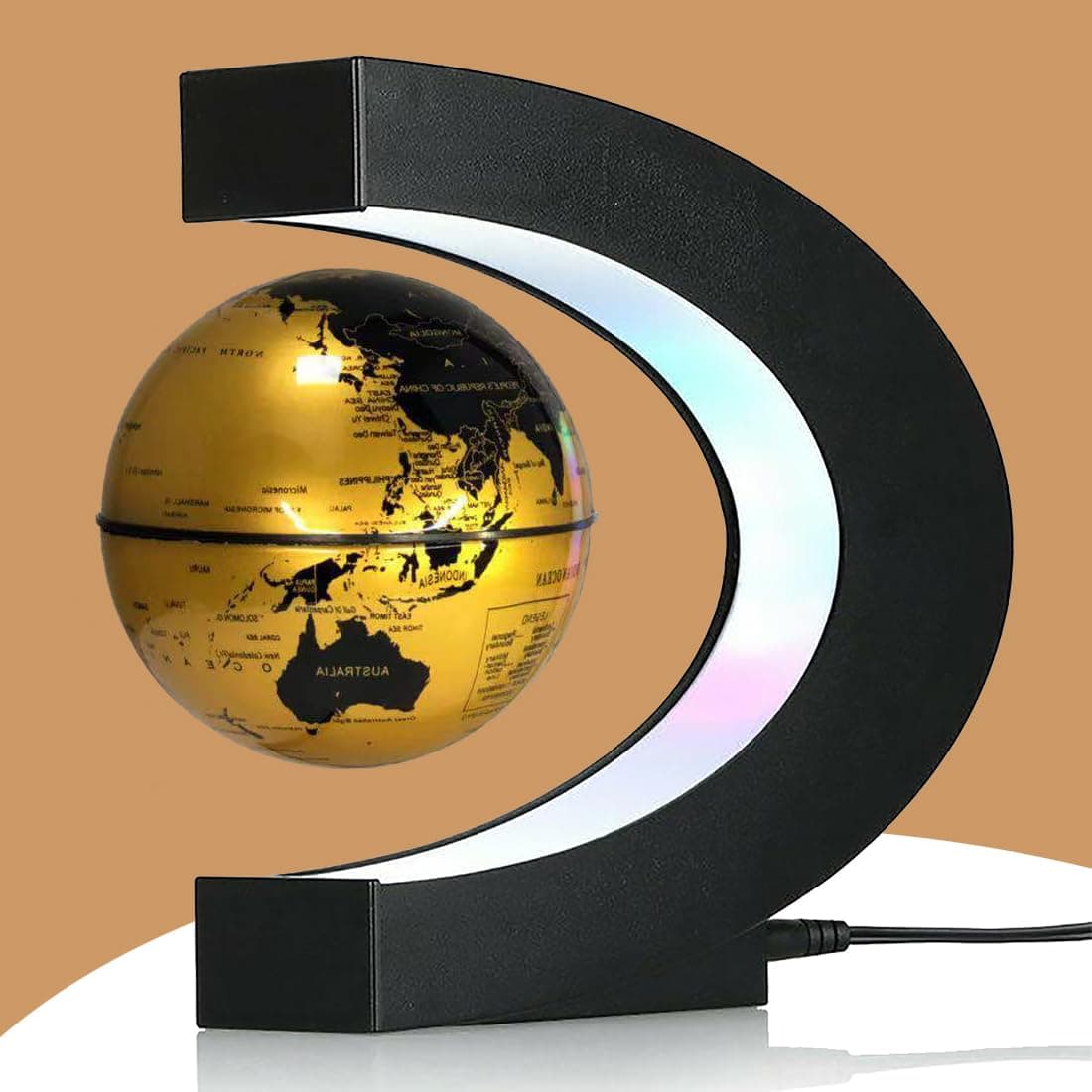 Magnetic Levitation Floating Globe with LED Light, Office Decor, Levitating Globes Desk Decor & Shade, for Men/Father/Husband/Boyfriend/Kids/Boss/Women, Globe for Desk, Xmas Gifts