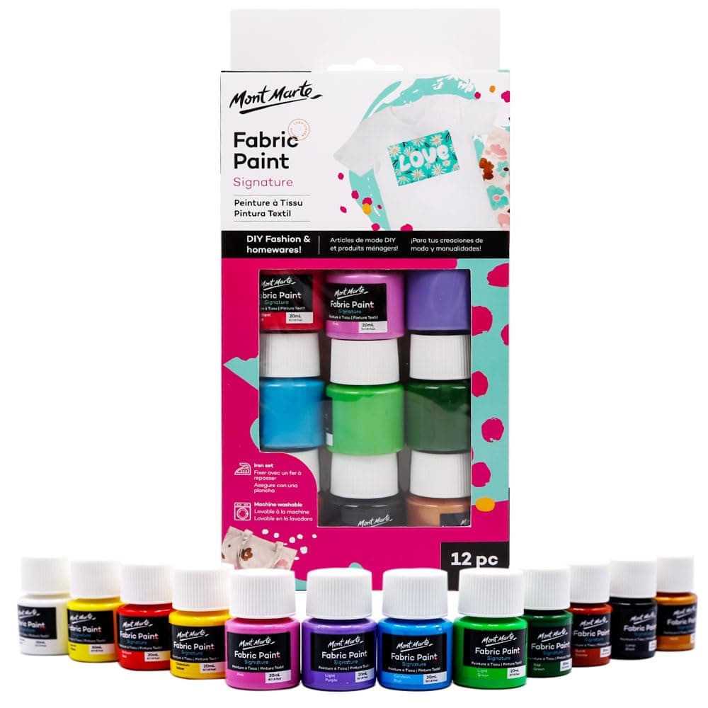 Signature Fabric Paint, 12pc x 20ml (0.7oz), Suitable for DIY Fashion and Homewares