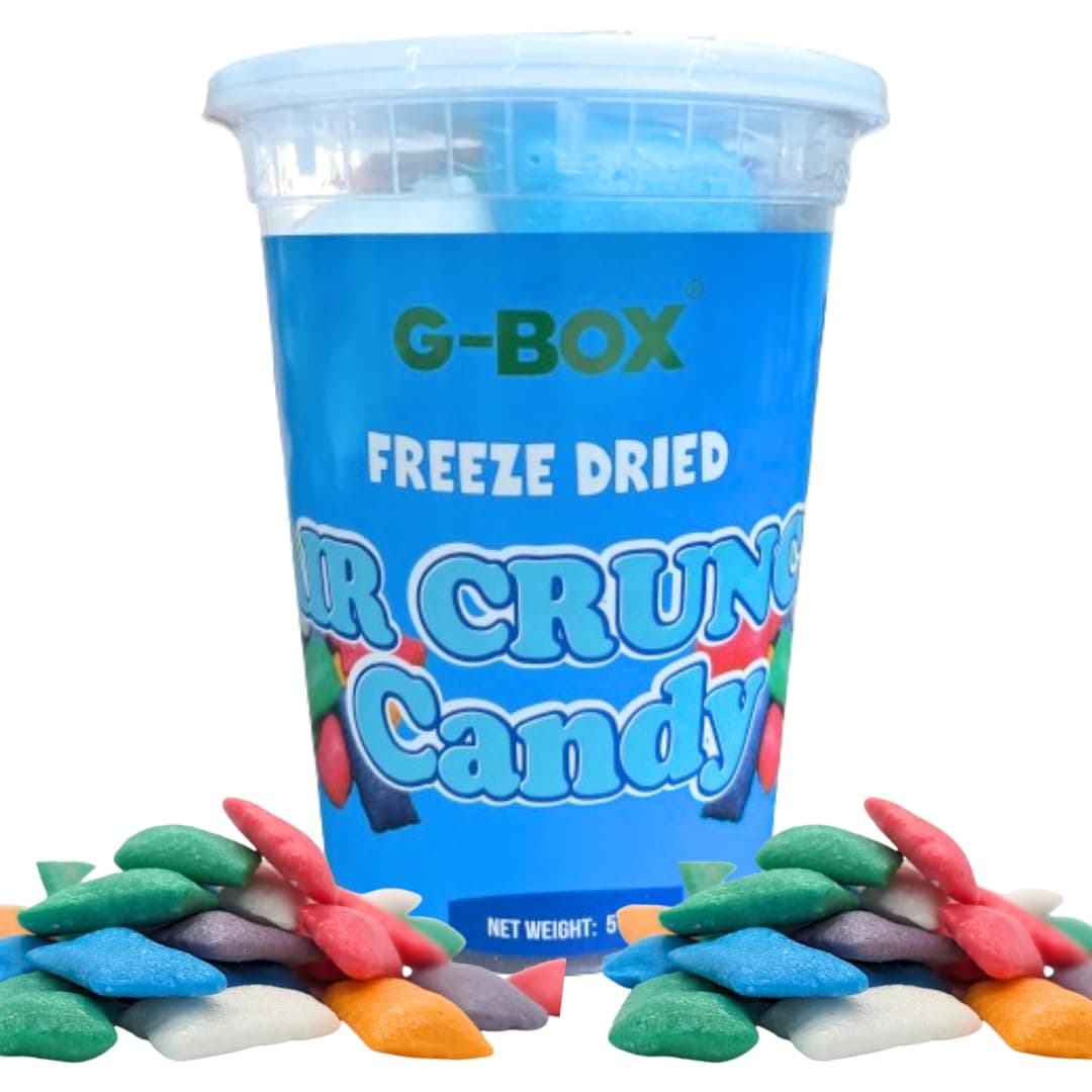 G-BOX Freeze Dried Candy, Freeze Dried Air Crunch Candy 5 oz AirCrunch PuffyHeads, TikTok Trend Items, Delightful Crunchy Fruity Flavorful Burst, Air-tight Sealed in a Deli Container, Made in the USA