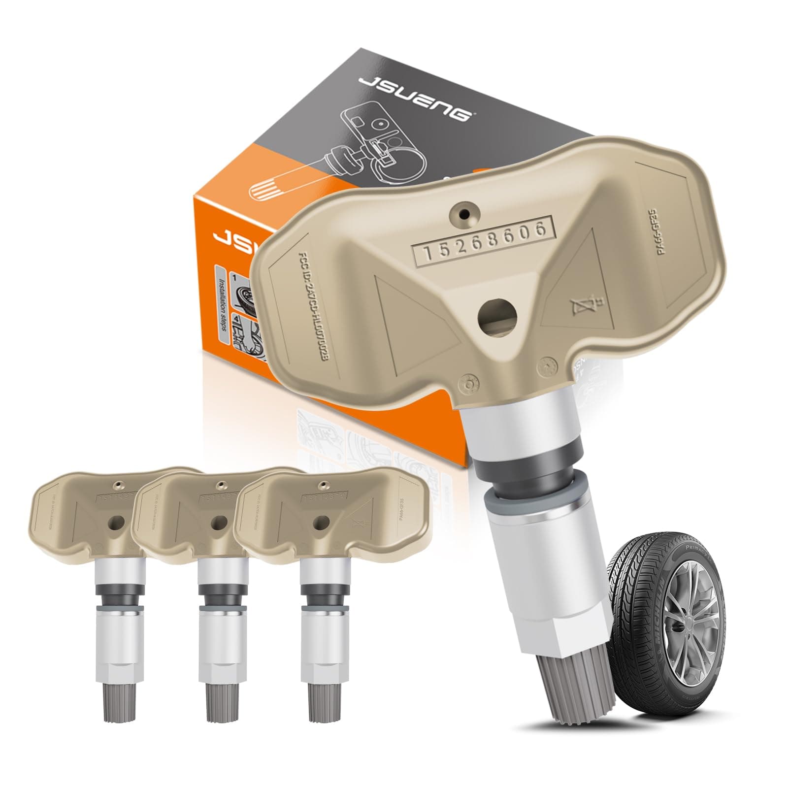 GM TPMS Sensor, Tire Pressure Monitoring System Sensor Replacement for Cadillac Escalade Chevy Silverado Suburban Tahoe GMC Sierra Yukon Replaces 15114379 15122618 4-Pack 315MHz