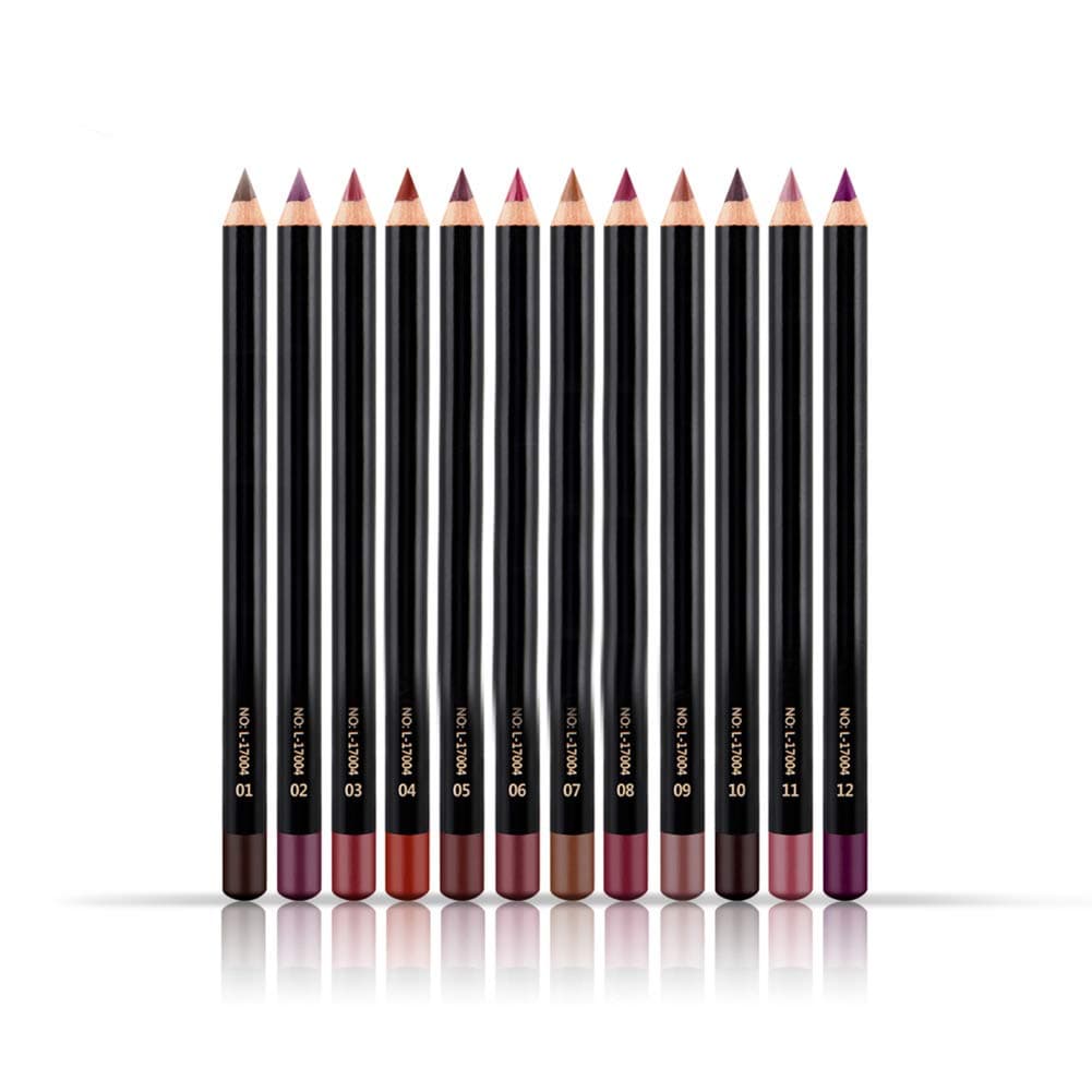 Horoper 12 Colors Lip Liner, Waterproof Long lasting All Day Wear Lip Liner Pencil 12pcs Lipliner Pen Set Professional Makeup Cosmetic for Fashion Girl Women