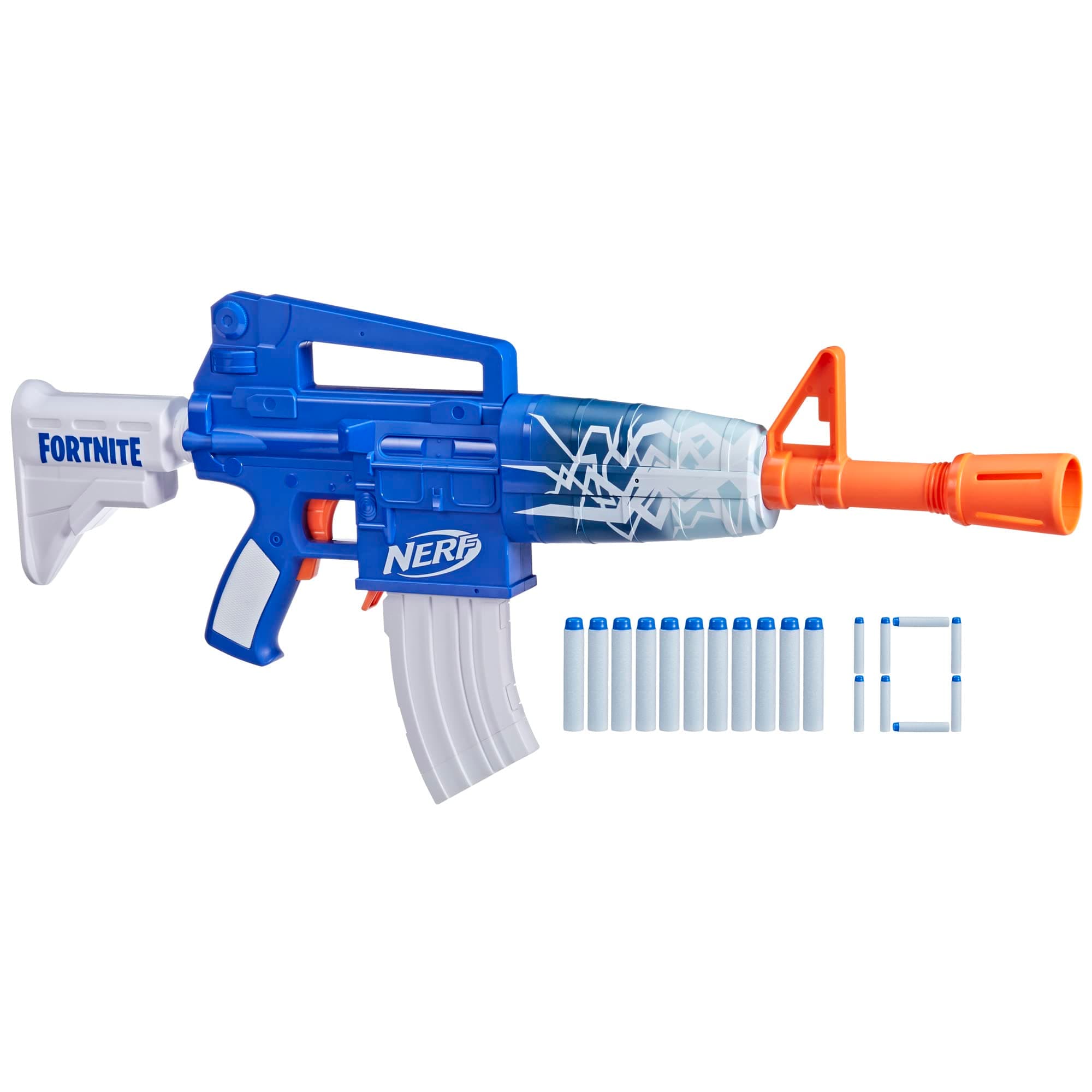 Nerf Fortnite Blue Shock Blaster: Motorized 10 Dart, Unlock In-Game Wrap, Kids 8+, Unisex