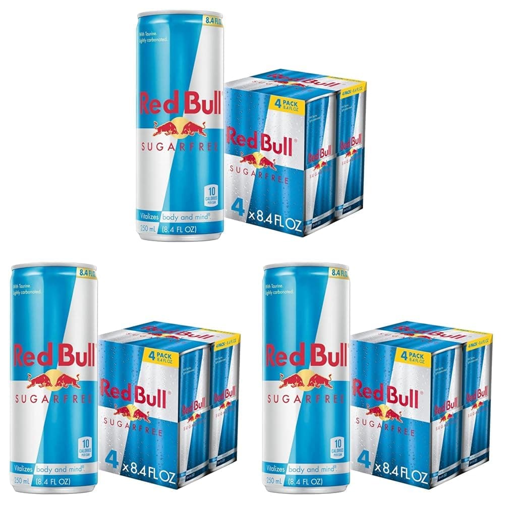 Red Bull Sugar Free Energy Drink with 80mg Caffeine plus Taurine & B Vitamins, 8.4 Fl Oz, Pack of 12 Cans