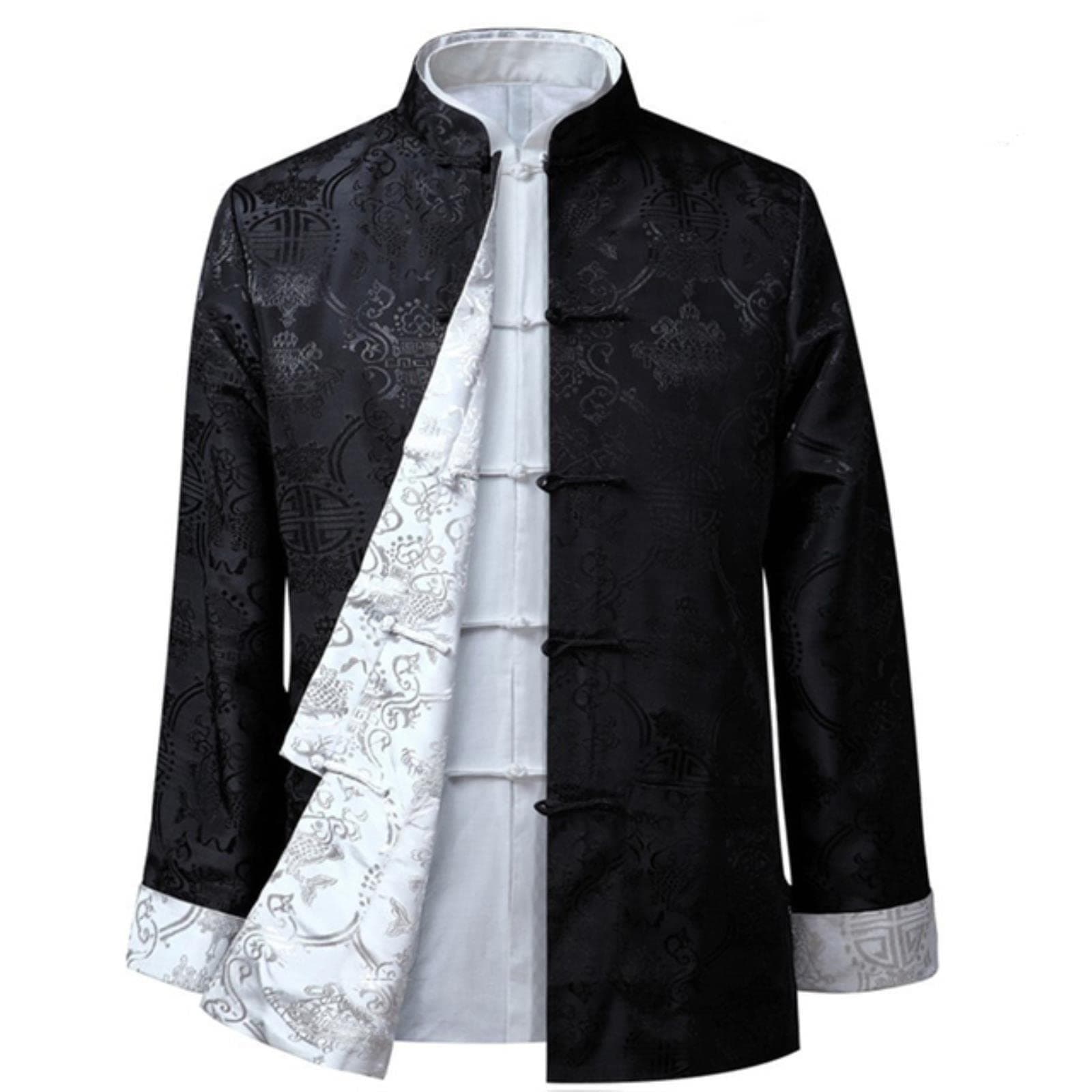 REDBMX Tang Suit Chinese Shirt Style Jacket Collar Traditional Chinese Clothing for Men Silk Kungfu Cheongsam Top Hanfu Men Both Sides
