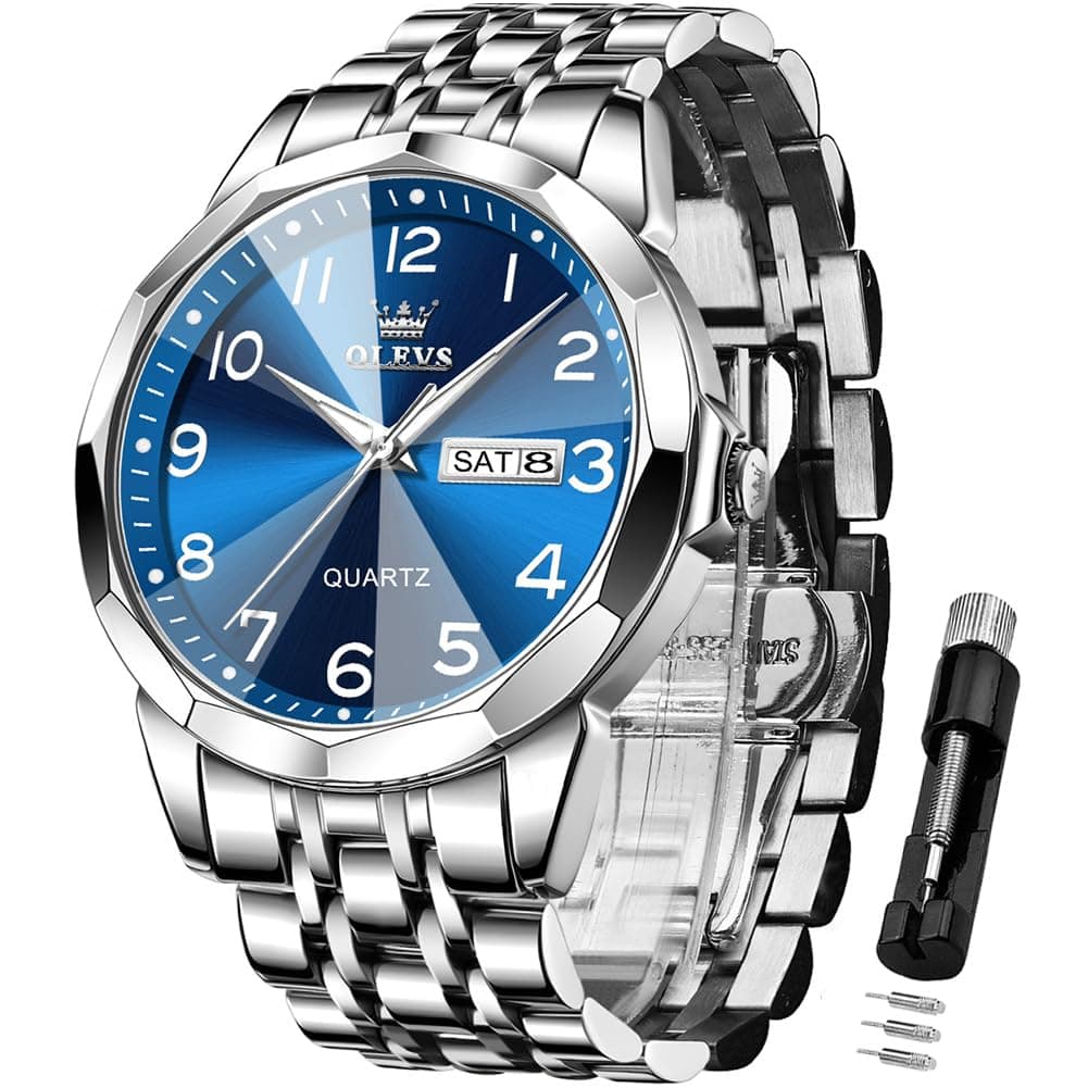 Watch for Men Simple Business Dress Analog Stainless Steel Waterproof Luminous Date Easy Read Men Wrsit Watch