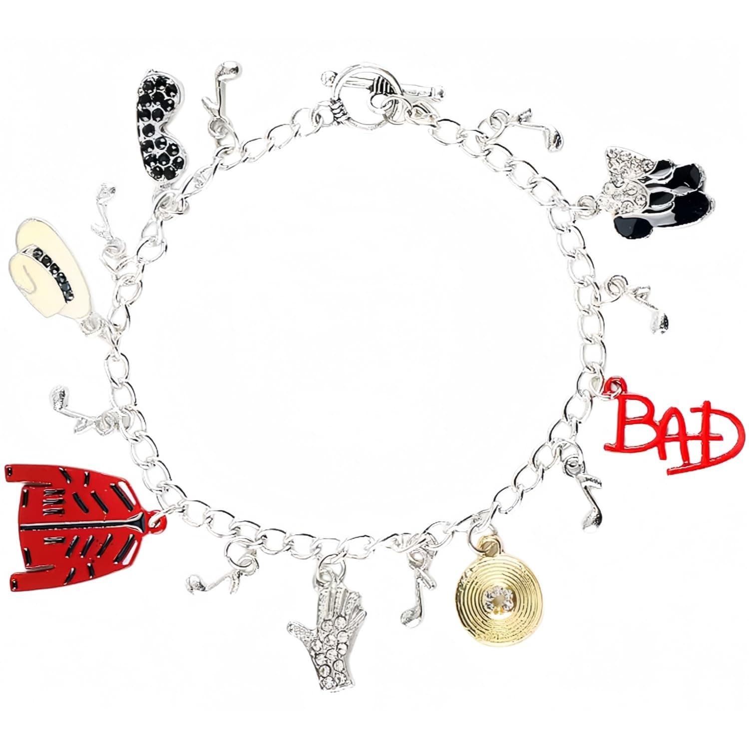 MJ Michael Bracelet Rhinestone Tassel Bracelet with Classic Michael Charm Necklace Memorial Collection for MJ Michael Fans Gift