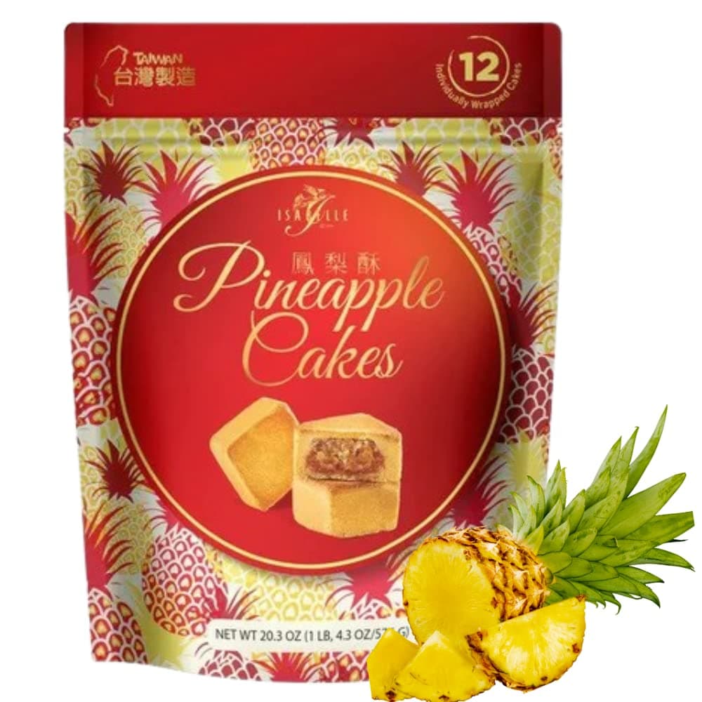 Isabelle Pineapple Cakes,12 Individually Wrapped Pastries (20.3 Oz each) Taiwanese Snacks, Perfect for Desert and Souvenir