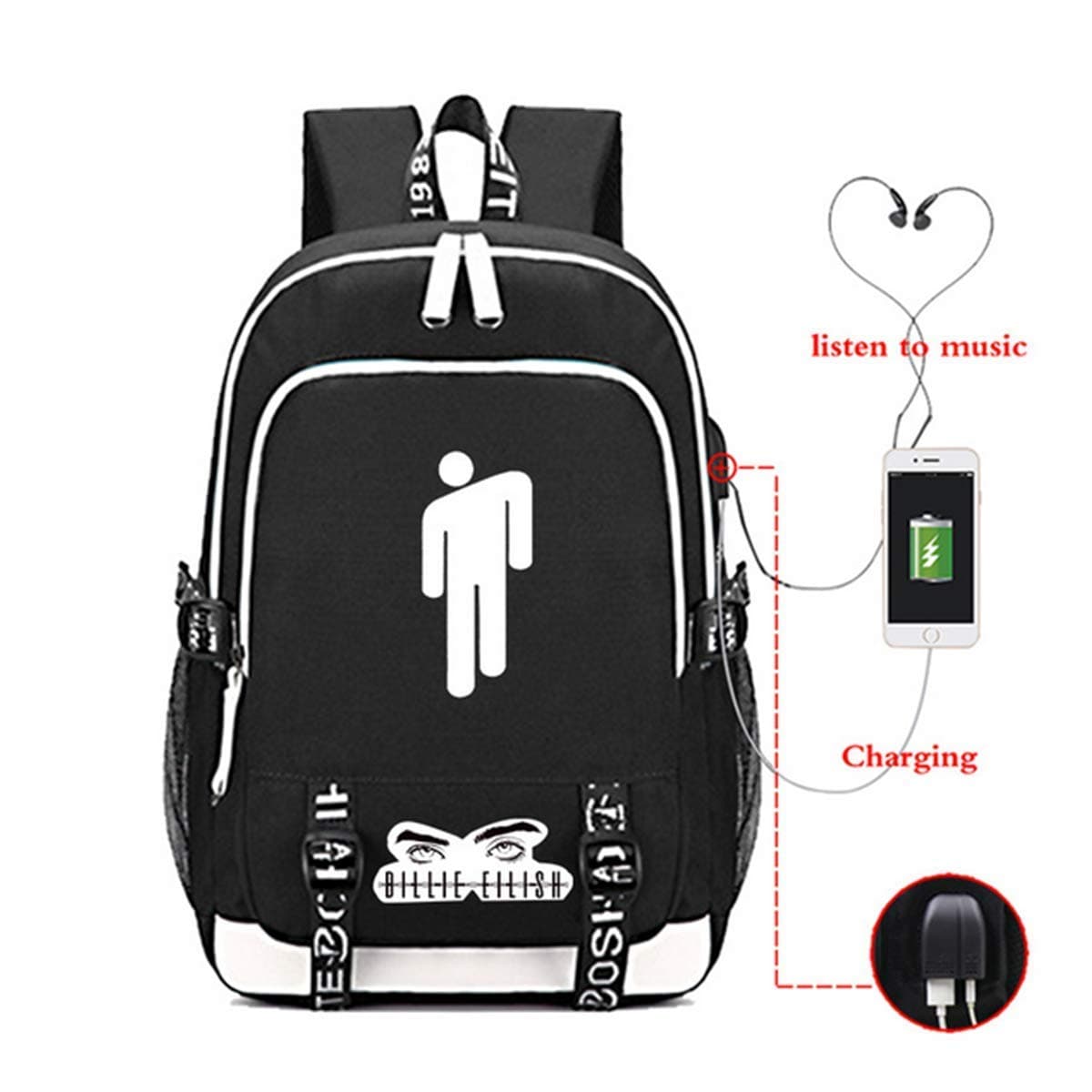 Anti Theft 15.6'' Laptop Backpack with USB Charging Port School Bag Travel Hiking Daypack Rucksack