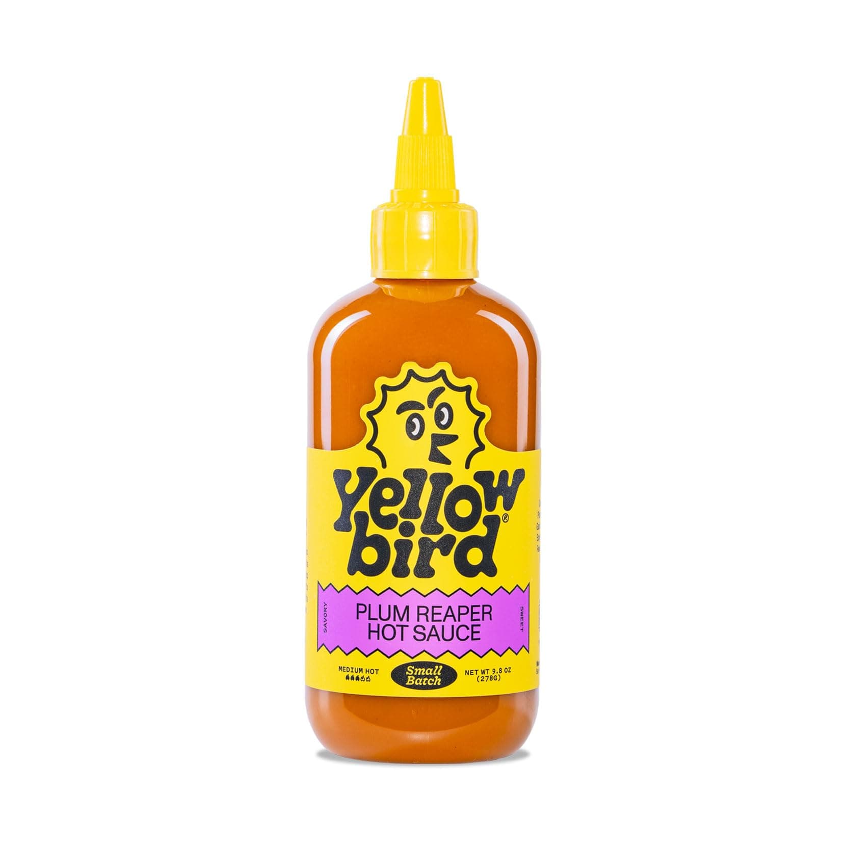 Yellowbird® Small Batch Plum Reaper Hot Sauce 9.8 oz. Pantry Size (Medium Hot | 1 Bottle | Made in Texas)