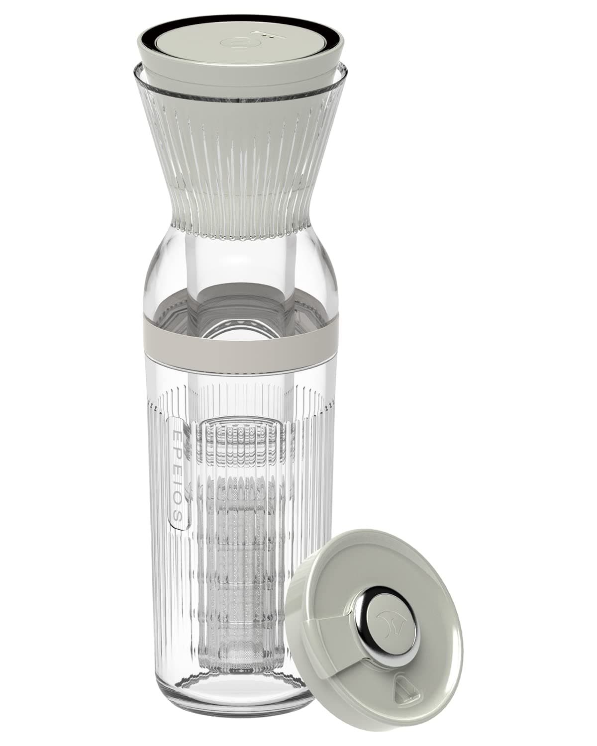 EPEIOS Electric Cold Brew Coffee Maker, 10-Minute Rapid Iced Coffee & Tea Brewer, Portable Vacuum Extraction Machine, USB Rechargeable Wireless Design, 350ml Capacity, White (EPCO800)