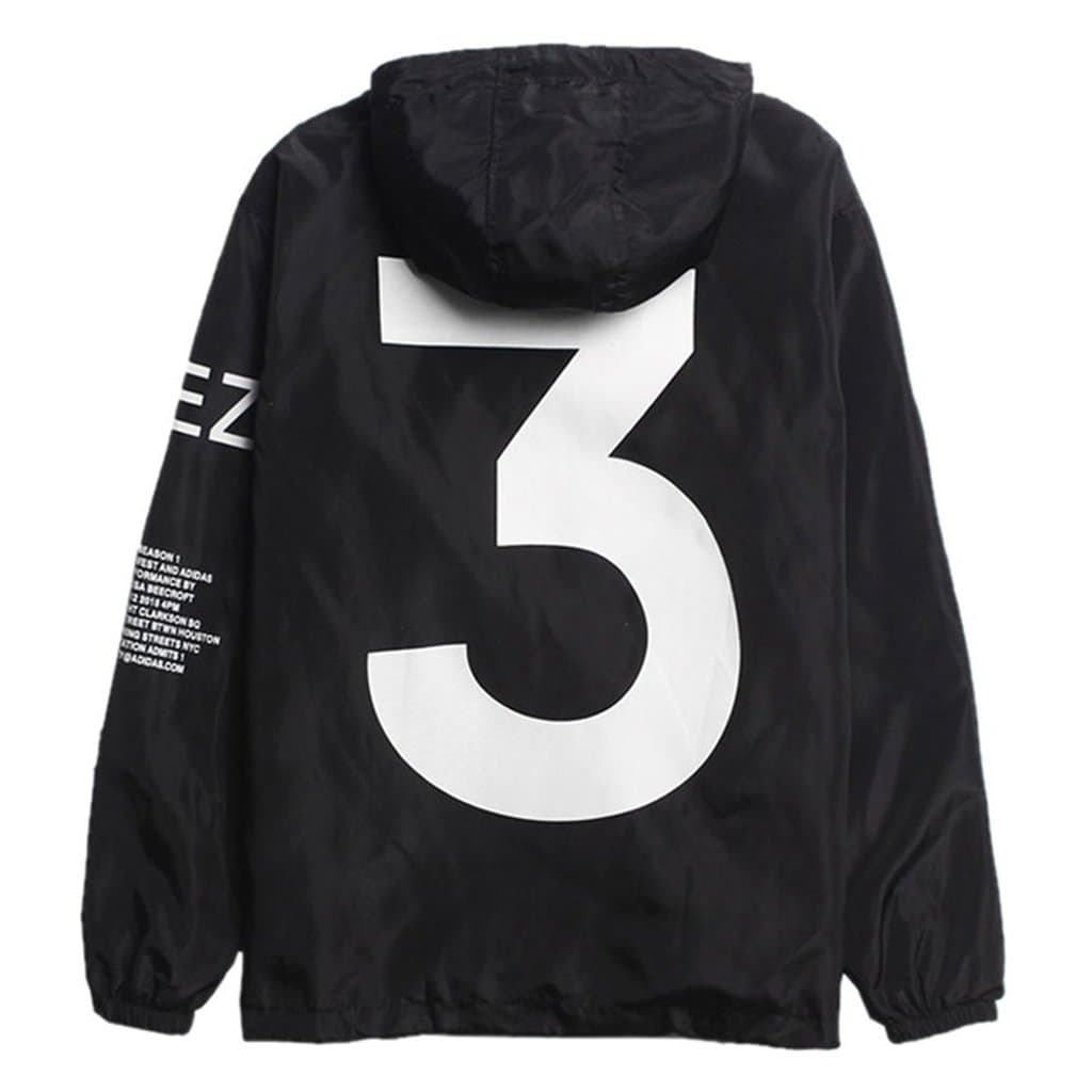Cimno Men's Windbreaker Jacket Hooded Letters Printed Elastic Bottom Long Sleeve Zip Up Jackets