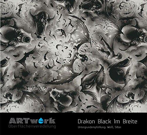 Water Transfer Printing Film Artwork Drakon Black 1 m Width