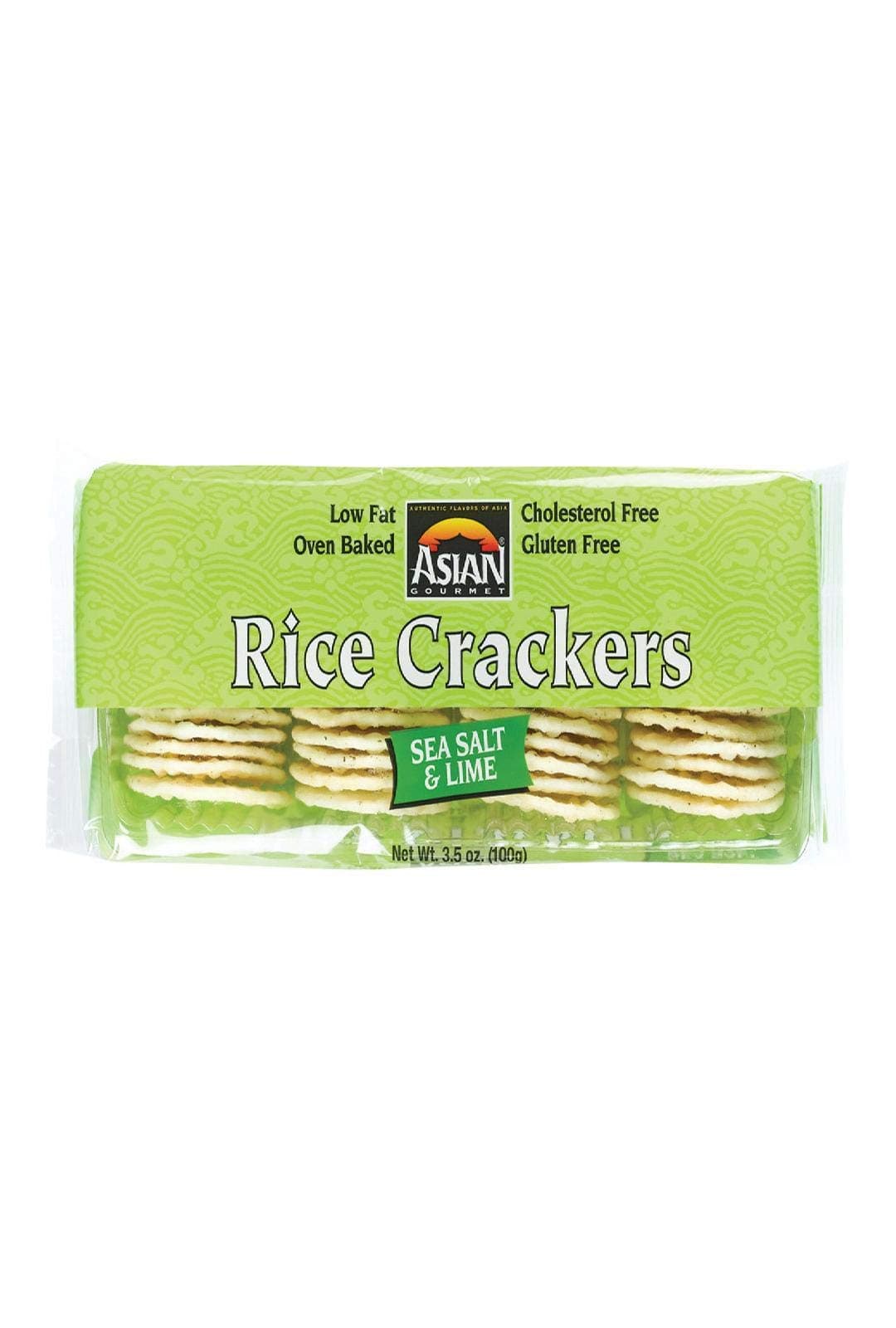 Asian Gourmet Rice Cracker - Sea Salt Lime - Case Of 12 - 3.5 Oz