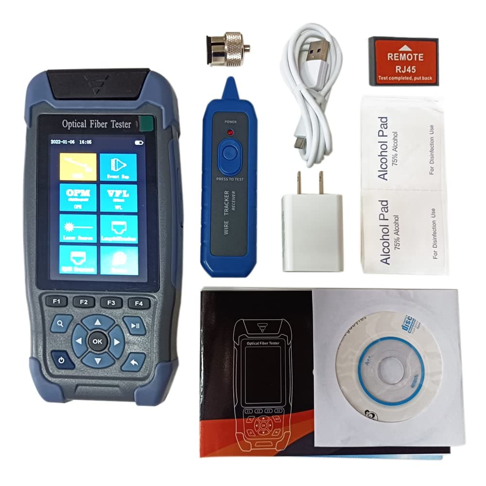 Mini-Pro 1310/1550nm SM OTDR Mulit-Function Tester Built in OPM/OLS / RJ45 Test/VFL Test Rang 5m-60Km Dynamic Range 24dB/22dB Connector APC (YD-3000-APC)