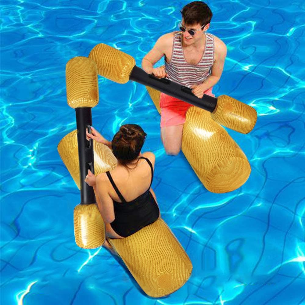 Children Adult Inflatable Water Joust Tree Log Pool Float Game Set 2pcs Logs 2pcs Ride on Log, Inflatable Toys, Water Toys, Outdoor Fun Sports, Gladiator Raft